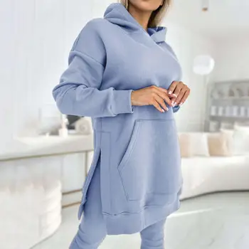 2024 Casual Two Piece Sets Womens Outifits Streetwear Summer Sports Leisure Long Sleeves Hoodie Thick Bottom Pants Suit Female 1