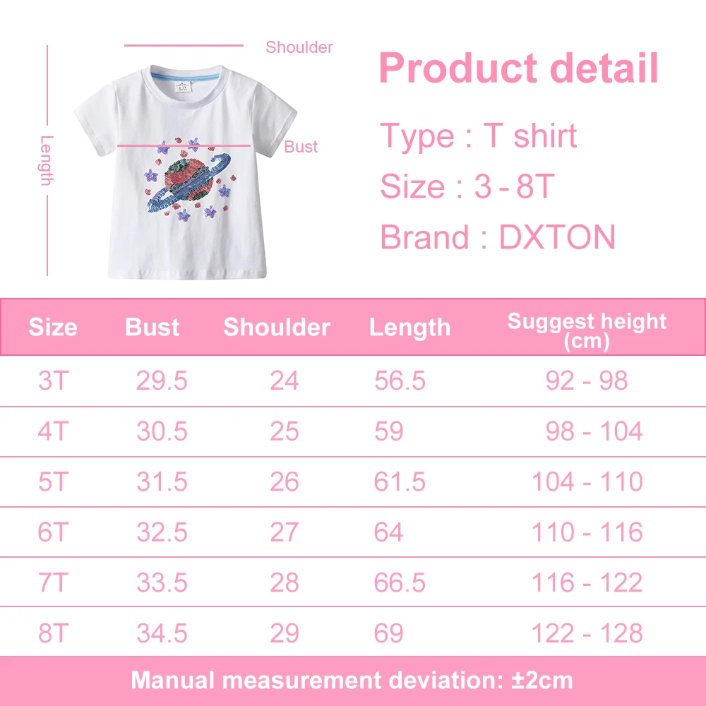 DXTON Children Galaxy Sequined T-shirt Kids Summer Short Sleeve O Neck Cotton Casual Tops Tees Children Clothing Infant Costumes