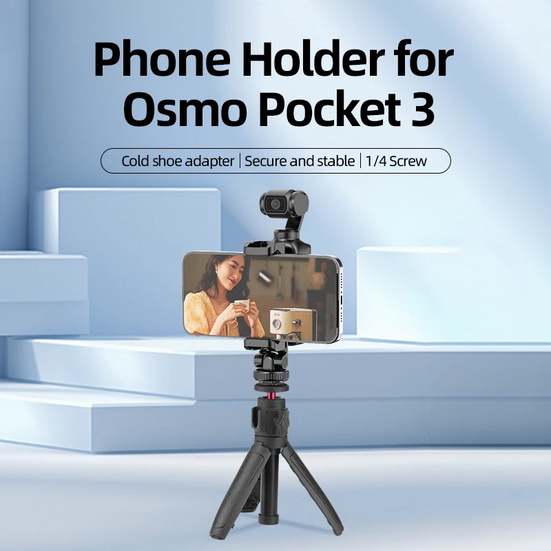 Phone Holder Teleprompter for DJI OSMO Pocket 3 Tripod Camera Expansion Bracket with Fill Light 1/4 Screw for DJI Accessories