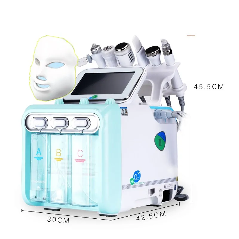 New 7 In 1 Hydro Oxygen Small Bubble RF Beauty Machine Face Lifting Dermabrasion Device Skin Scrubber Facial Spa