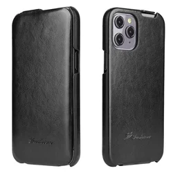 Luxurious Leather Vertical Flip Case - Premium Full Protection - IP 12 or 12 Pro (Black)