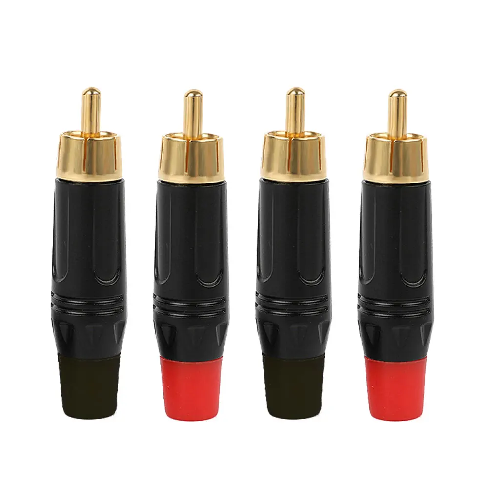 4 Pezzi Rca Plug Placcato Oro Video Hi-Fi Altoparlante Terminale Di Connessione Rca Audio Plug Connettore Rca Per Cavo Audio Fai Da Te