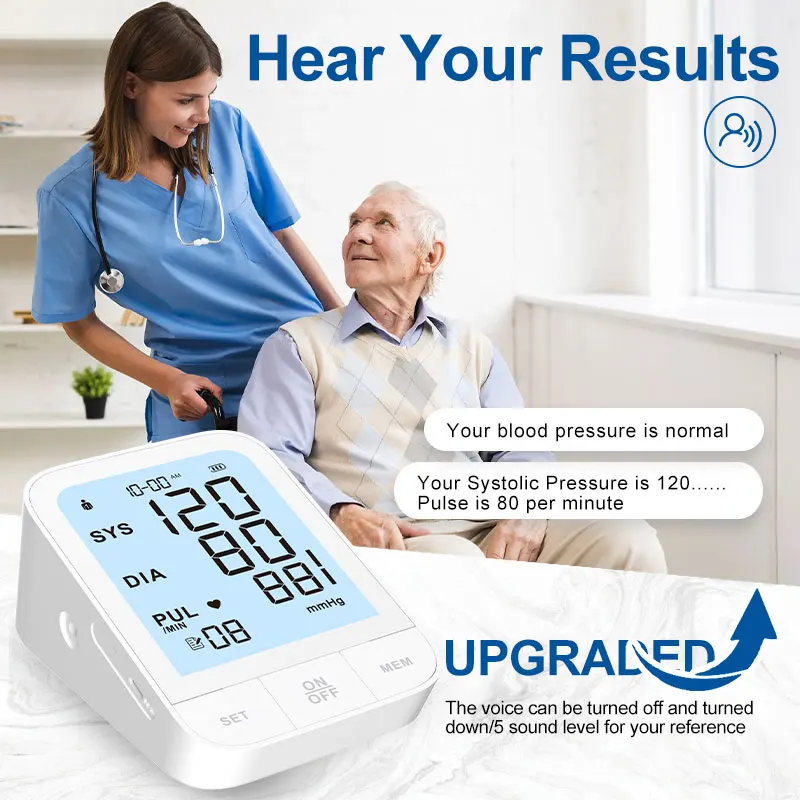 AiQUE Recharge 5Inch Arm Automatic Blood Pressure Monitor LCD BP Sphygmomanometer Pressure Meter Tonometer for Arterial