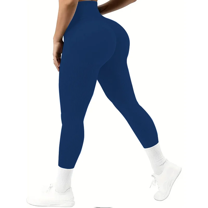 Women's Seamless Stitching Waist Solid Color Hip Sports Pants Outdoor Fitness Jogging Yoga Pants Comfortable Breathable Fitness