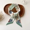 Europe 2024 Fashion New National Style Small Nroken Flower Women's Decorative Twill Binding Bag Handle Silk Scarf Ribbon Scarf 1