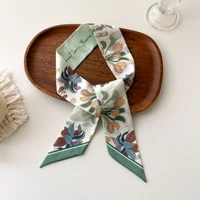 Europe 2024 Fashion New National Style Small Nroken Flower Women's Decorative Twill Binding Bag Handle Silk Scarf Ribbon Scarf 1