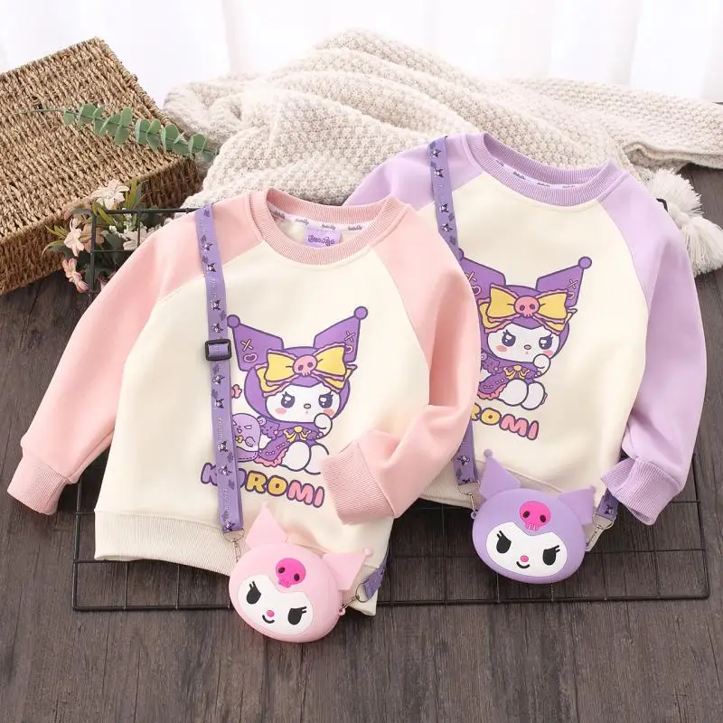 

Kawaii Sanrio Kuromi Kids Anime Cartoon Autumn Cotton Thicked Pullover Girls Boys Coral Velvet Zipper Coat Jacket Holiday Gifts