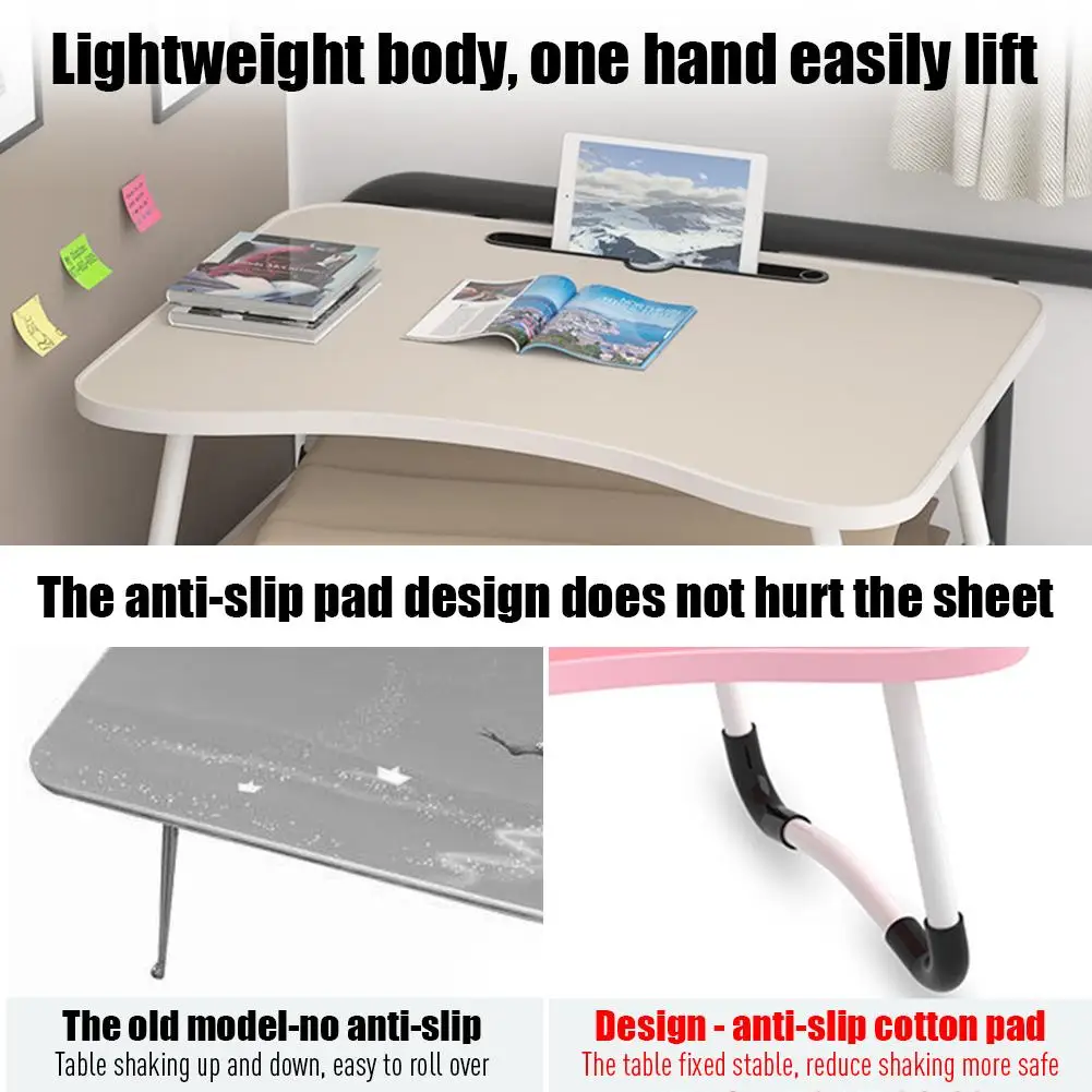 Dobrável portátil Lap Desk com gaveta de armazenamento, mesa de cama, suporte do copo, comer, pequeno-almoço na cama, sofá, 23,6 