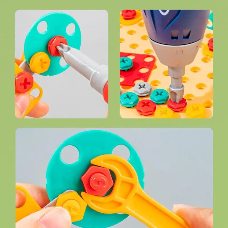 Drill Set Building Blocks Construction Creative Pegboard Games Fine Motor Skills Montessori Toys Sensory Toys For Toddler