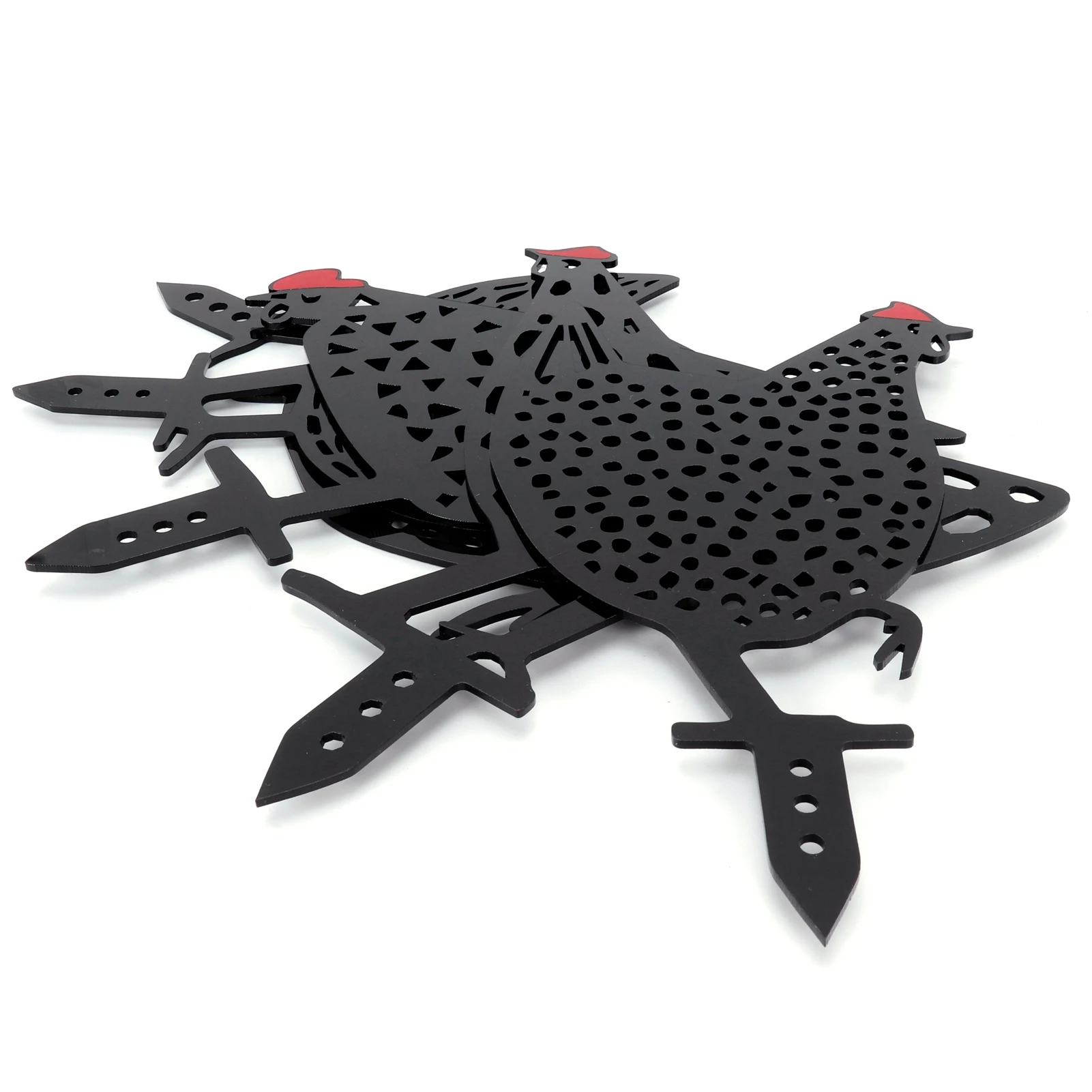 Black chicken stakes set acrylic animal shape statues decoration 5Pcs for outdoor garden yard garden art decor animal sculpture decorations