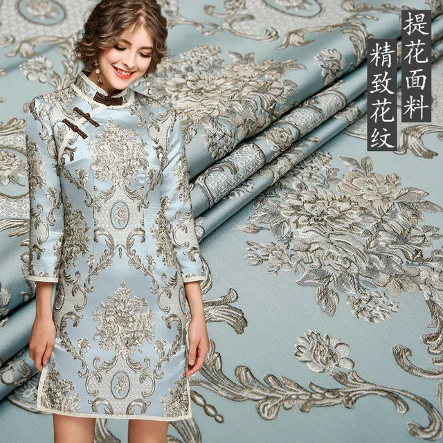 Vintage Cheongsam fabric with embroidery and jacquard design