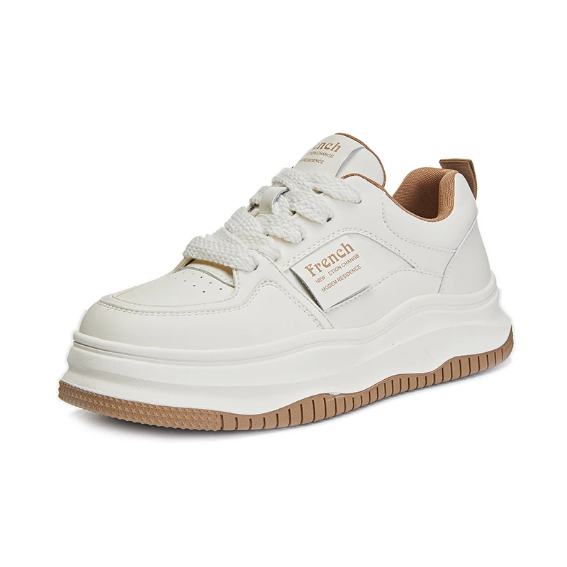 

Genuine Leather Luxury Designer Shoes for Women 2024 Fashion Chunky Platform Casual Sneakers Girls Flats Elegant Tennis Female