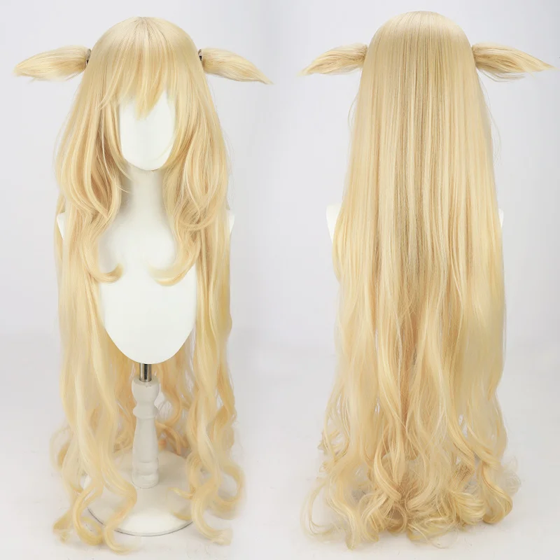 

Game Arknights Candle Knight Viviana Droste Cosplay Wig 100cm Long Blonde Yellow Synthetic Hair Role Play Halloween + Wig Cap