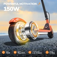 Trottinette électrique pour enfants K2Pro, moteur 150W, pneus de 6 pouces, batterie 18V, vitesse maximale 16km, portée 6-9km, Orange, noir, 3 vitesses avec LED 5