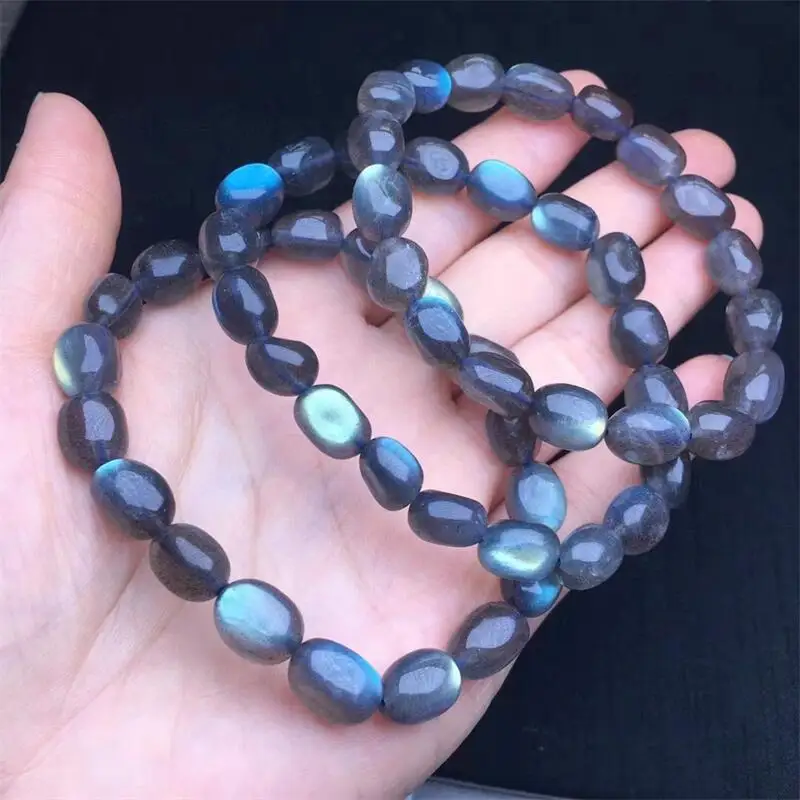 

8MM Natural Freeform Gray Moon Stone Bracelet Reiki Gemstone Fashion Jewelry Fengshui Women Healing Lucky Energy Gift 1pcs