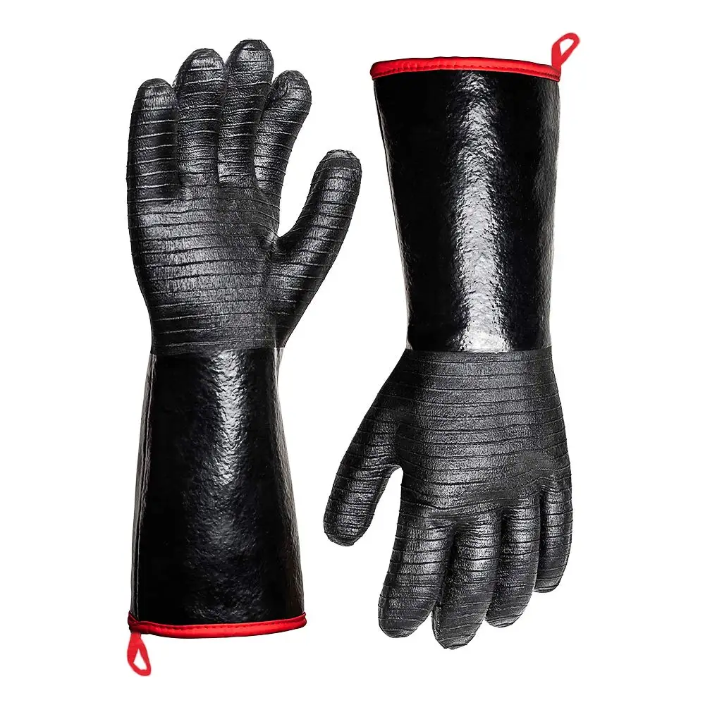 BBQ Gloves 18IN 932℉ Heat Resistant Smoker Neoprene Gloves Suitable Grill Cooking Textured Palm Non-Slip Fireproof Oil Resistant