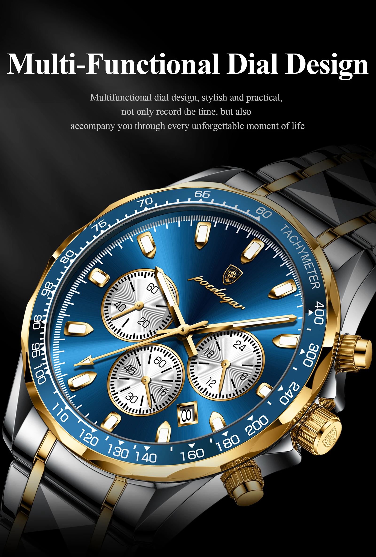 Men's Quartz Watch Chronograph Business Waterproof Luminous Date_voghion.com