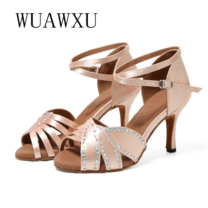 NATASHA Professional Latin Dance Shoes Genuine Soft Sole Dance Shoes Women's 2023 New Summer Cool Shoes Lace Diamond Advanced Da