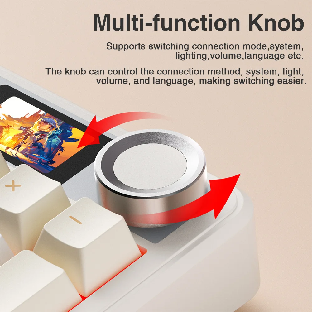 AULA F108 Pro Wireless Tri-Model Custom Keyboard Macro Gaming keyboard Gasket Hot-swap Full Size Keyboard with TFT Smart Display