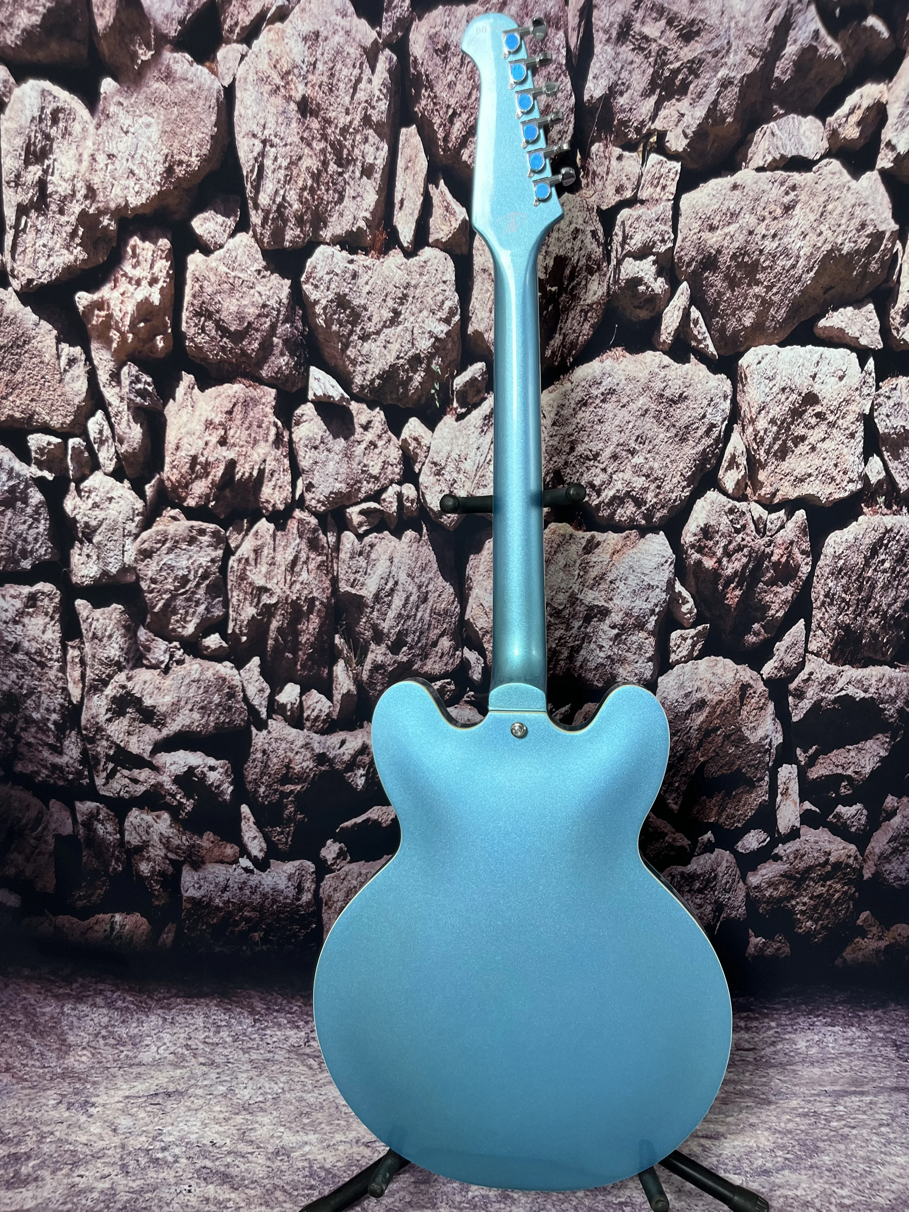 Factory customization electric guitar DG335 metal blue color semi-hollow body