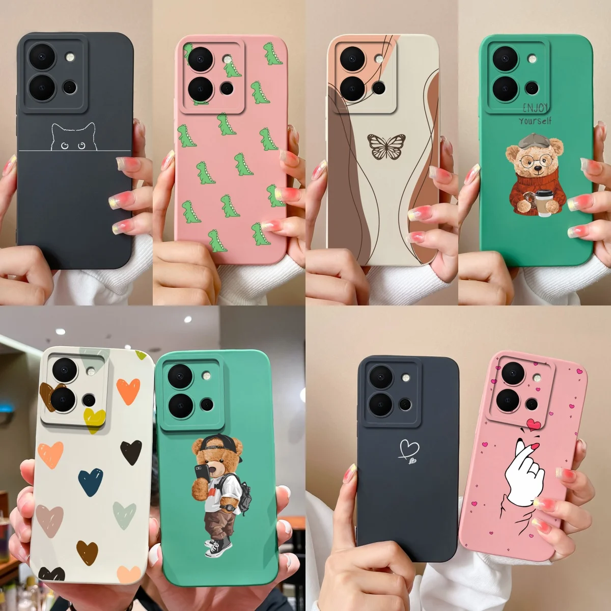 Love Heart Cute Bear Liquid Shockproof Luxury Soft Case – Durable High-Quality Shell