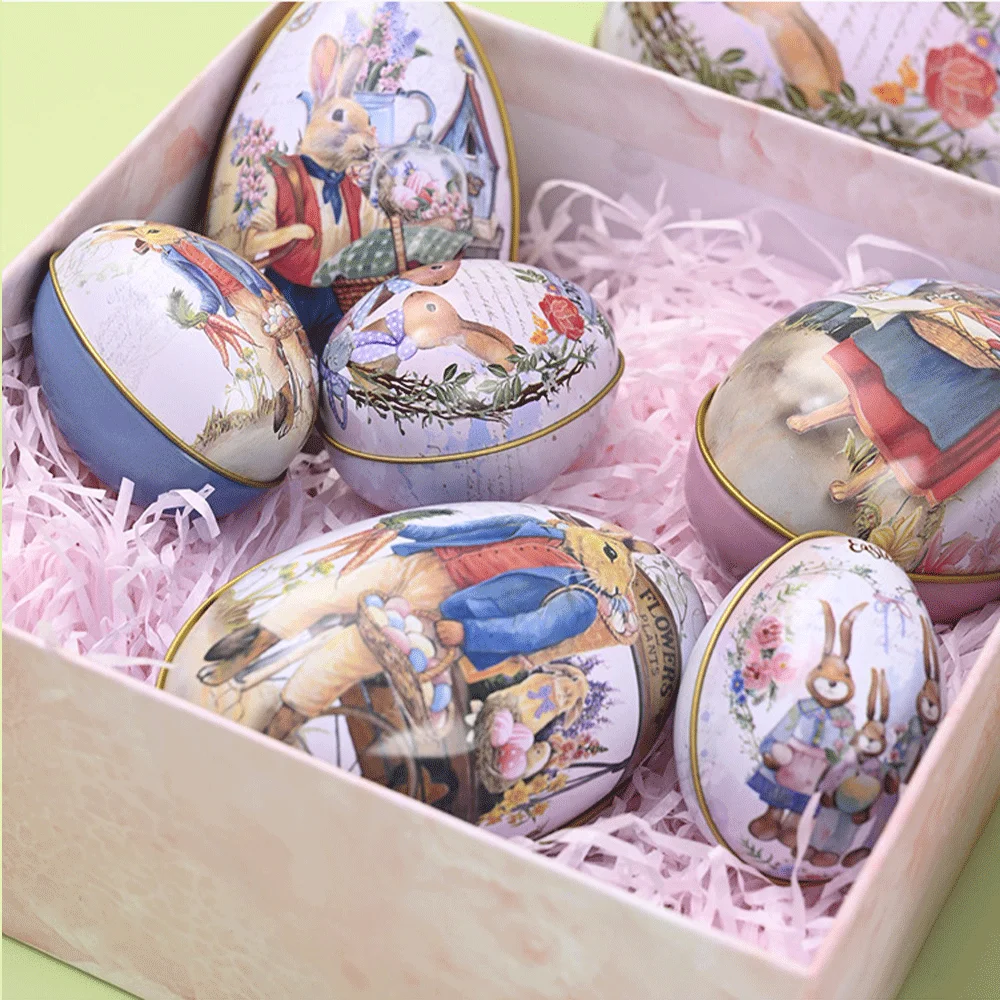 Metall-Osterei-Blechdose Hasen-Süßigkeiten-Verpackungsbehälter Party-Gastgeschenke Dekorative Kaninchen-Dose Festliche Geschenkboxen Frühlings-Zubehör – Detail 8