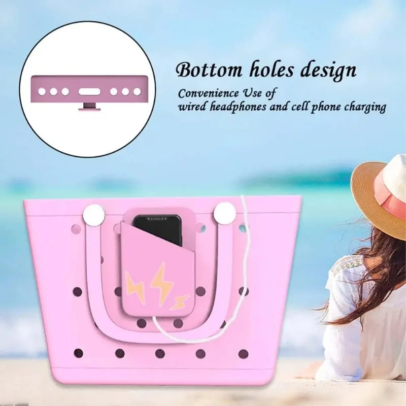 Fashion Soft Reusable Phone Insert Case Compatible Rubber Beach Tote Bags Silicone Phone Holder for Bogg Bag Mobile Phone Box