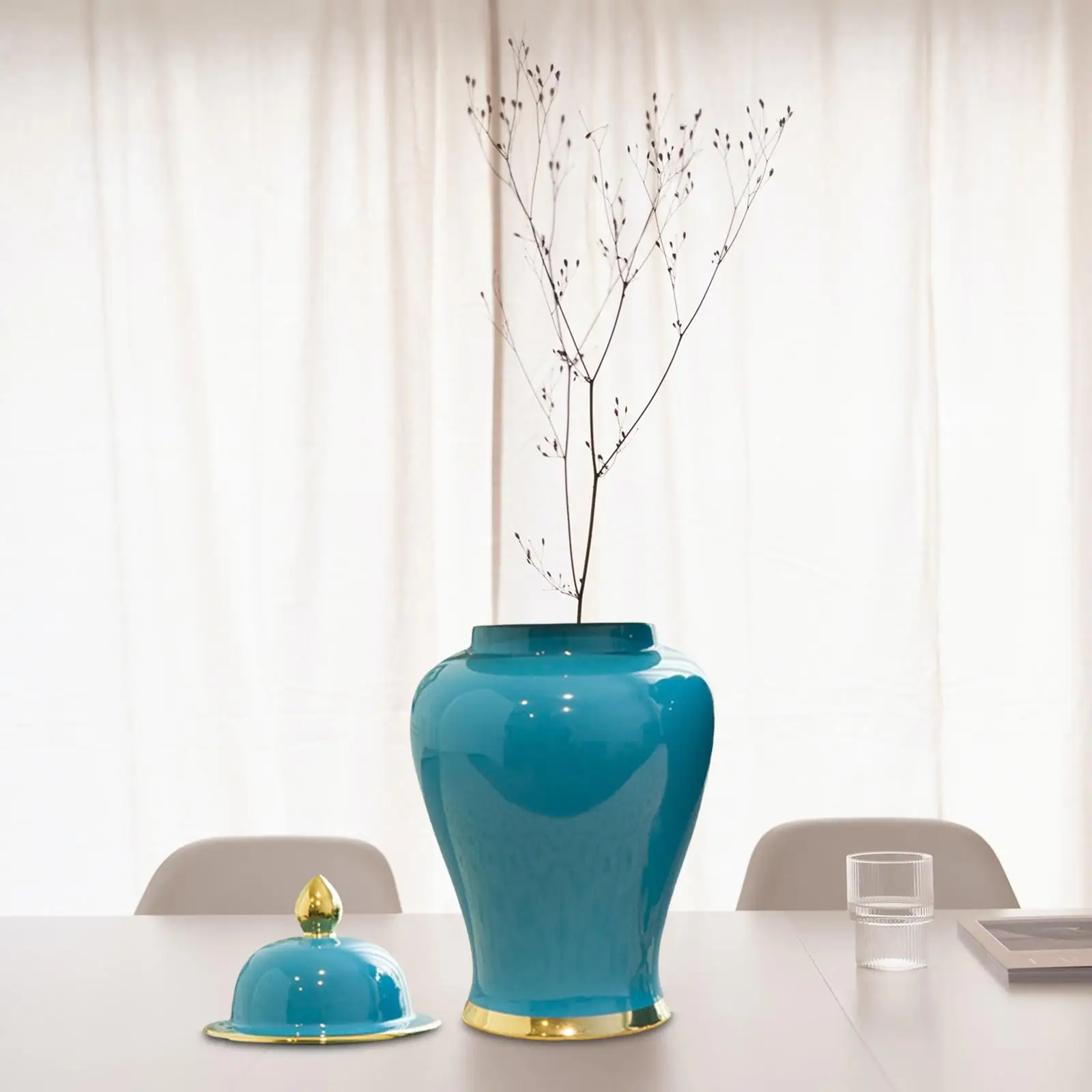 Ceramic Ginger Jar Container with Lid Floral Arrangement for Bedroom Home Kapaklı Seramik Zencefil Kavanozu, Yatak Odası Evi için Çiçek Düzeni