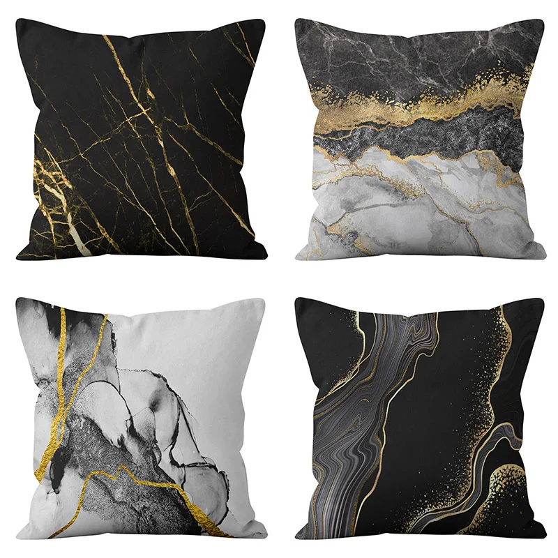 

Fashion Nordic Home Furnishings Cushion Cushion Pillow Case Throw Pillow Simple Gold Marble Pattern Throw Pillow Case Texture