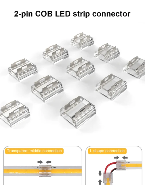 Connecteur Rapide De Bande Led Cob 2 Broches 5mm, Pour Pcb De 5mm De Large,  Bande Led Smd Monochrome, Connecteur De Fil Sans Soudure - AliExpress