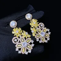 Bilincolor Attractive Colorful Zircon Flower Earrings For Gift or Party 3