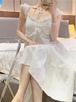 Sweet Pure Desire Sle Women's Spwear Set with Chest Pad Strap Home Clothes Long Dr V-ne Summer New Arrival - Image 3