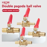 6mm 8mm10mm12mm สีแดงจับก๊อกน้ําปิดวาล์วท่อ Barb อินไลน์น้ําน้ํามันแก๊สสายน้ํามันวาล์วทองเหลืองขนาดเล็ก 1