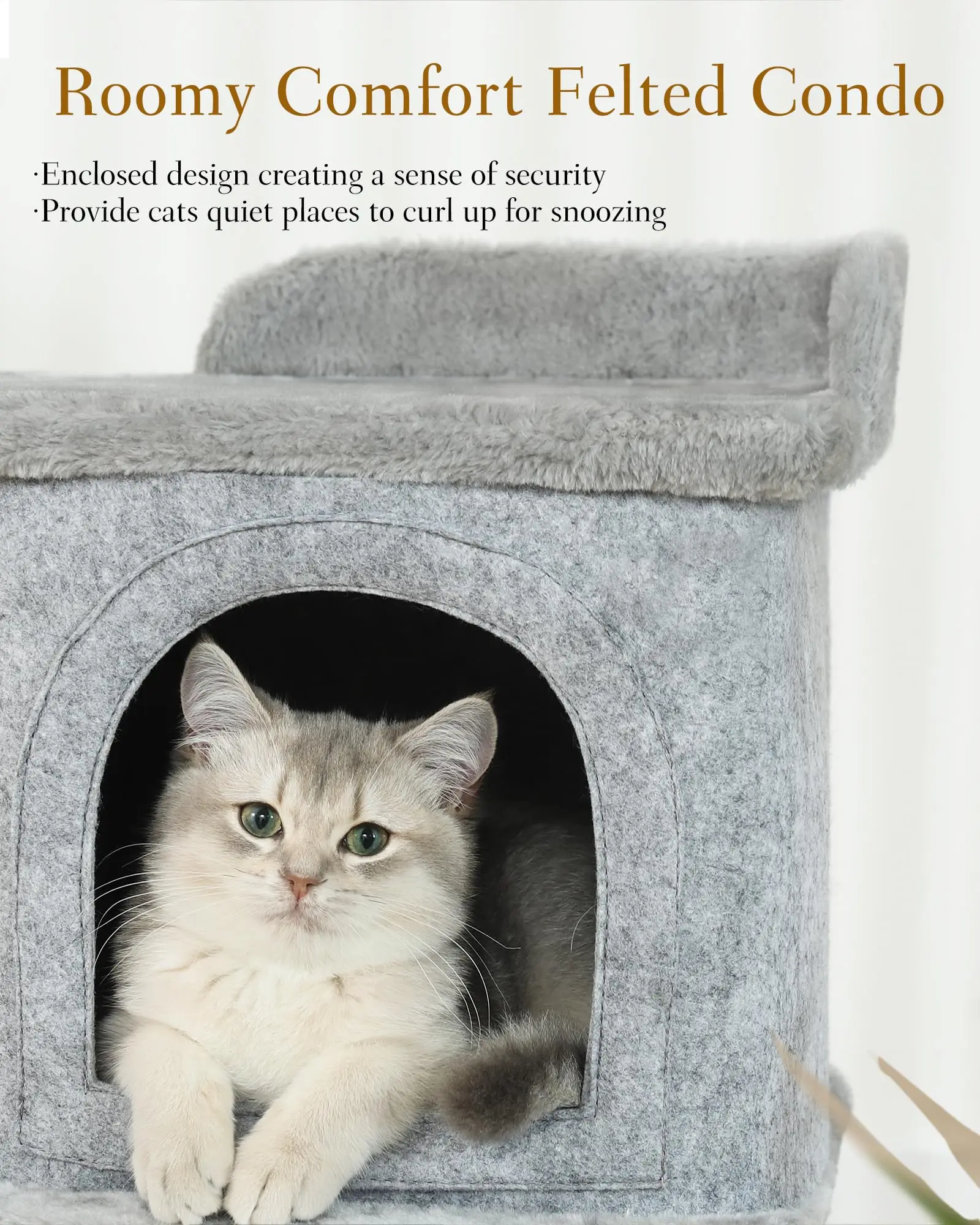 Various Shapes Of Modern Cat Trees Wooden & Sisal Cat Condo Tree Tower Climbing Tree