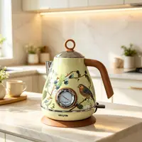 Bouilloire électrique rétro de 1,7 l, pour faire bouillir de l'eau avec thermomètre, arrêt automatique, théière en acier inoxydable 304, outils de cuisine, 1850W 3