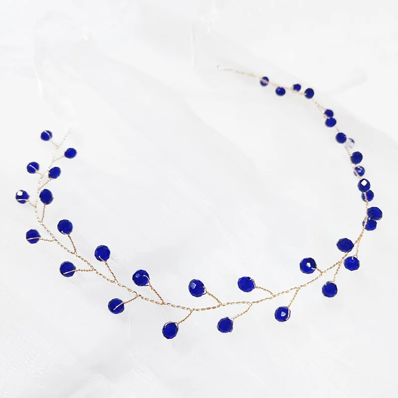 Elegante Mädchen Stirnband Perle Blau Schmetterling Haar Kopfschmuck Baby Mädchen Blumenkranz Braut Girlande Kopf Hoop Hochzeit Stirnbänder – Detail 25