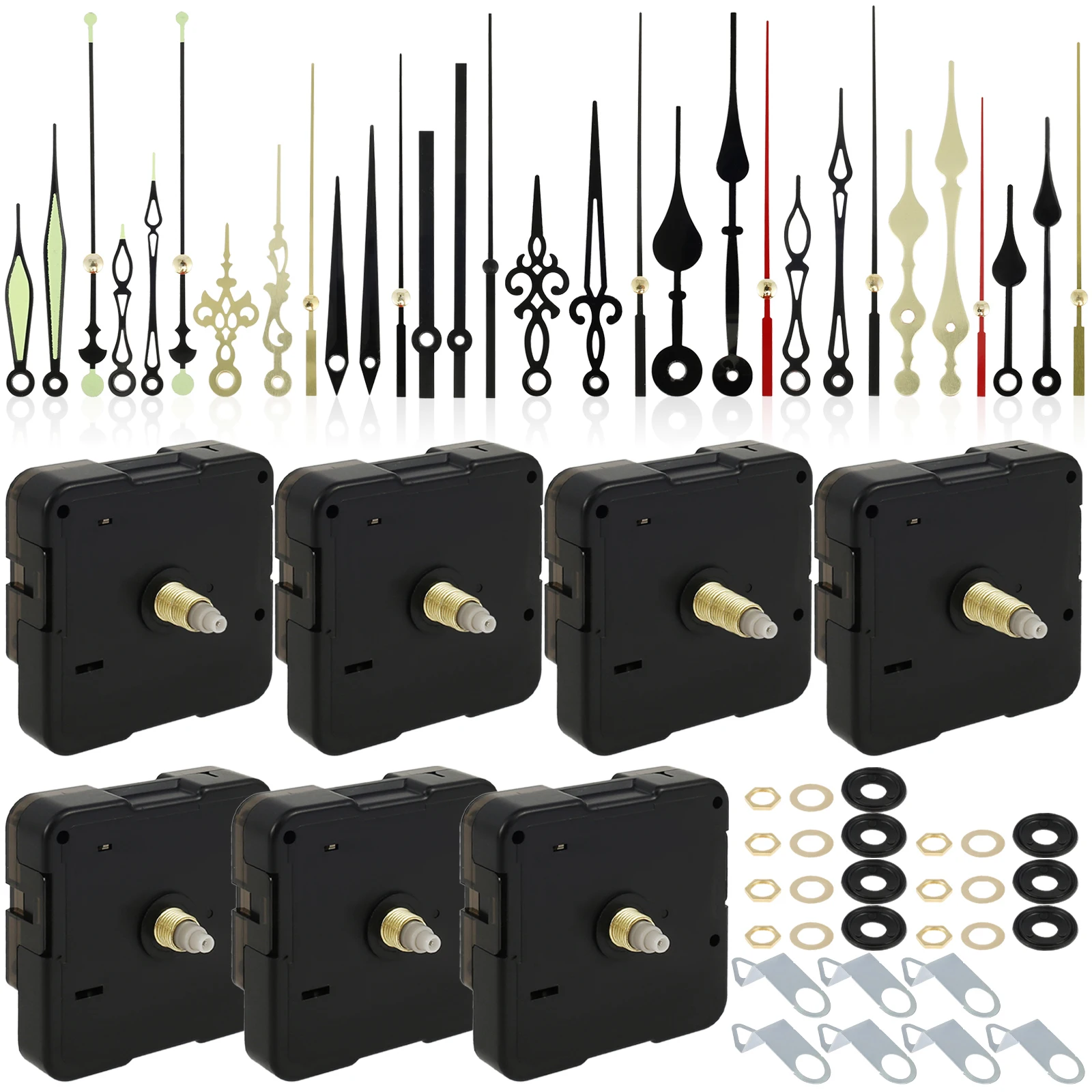 Silent Quartz Clock Movement Kit with 10 Aluminum Hand Styles