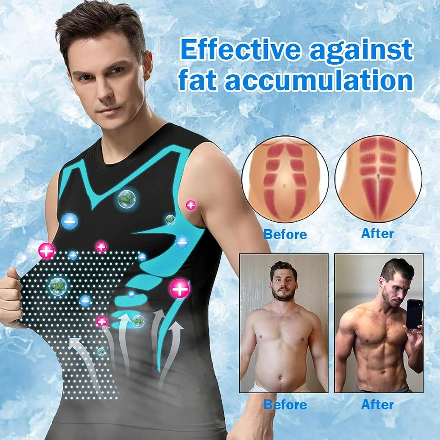 Men's Ionic Shaping Vest Ice-Silk Slimming Vest Body Shaper Compression T- Shirts Tank Top Tummy Control Quick-dry Fitness Shirts - AliExpress