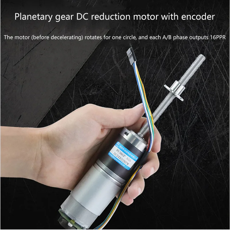 S24499fde64dd4746a98d671ca6d745ed6 12v 24v 100kg. Cm duży moment obrotowy planetarny DC redukcji silnik z enkoderem M8 śruba gwintowana pręt