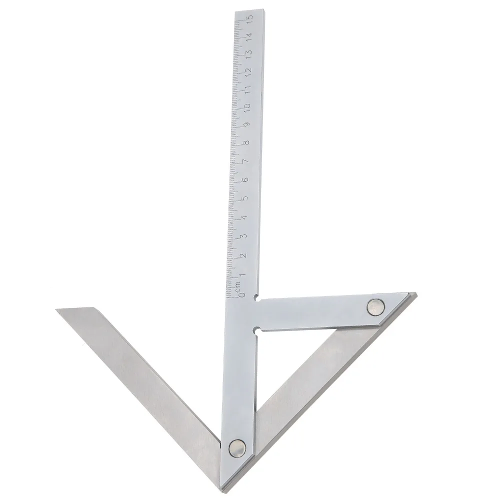 내구성이 뛰어난 탄소강 센터 앵글 게이지 150x130mm 45/90도 센터 마커 눈금자 실버 앵글 게이지 각도기 (열정적인 사용자용)