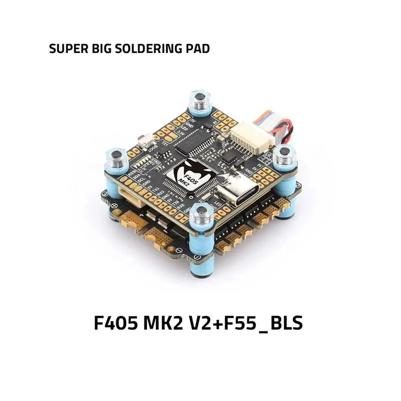 Carte de vol FURYF4OSD STM32F405 168MHz pour drone FPV, avec connecteurs et composants électroniques.