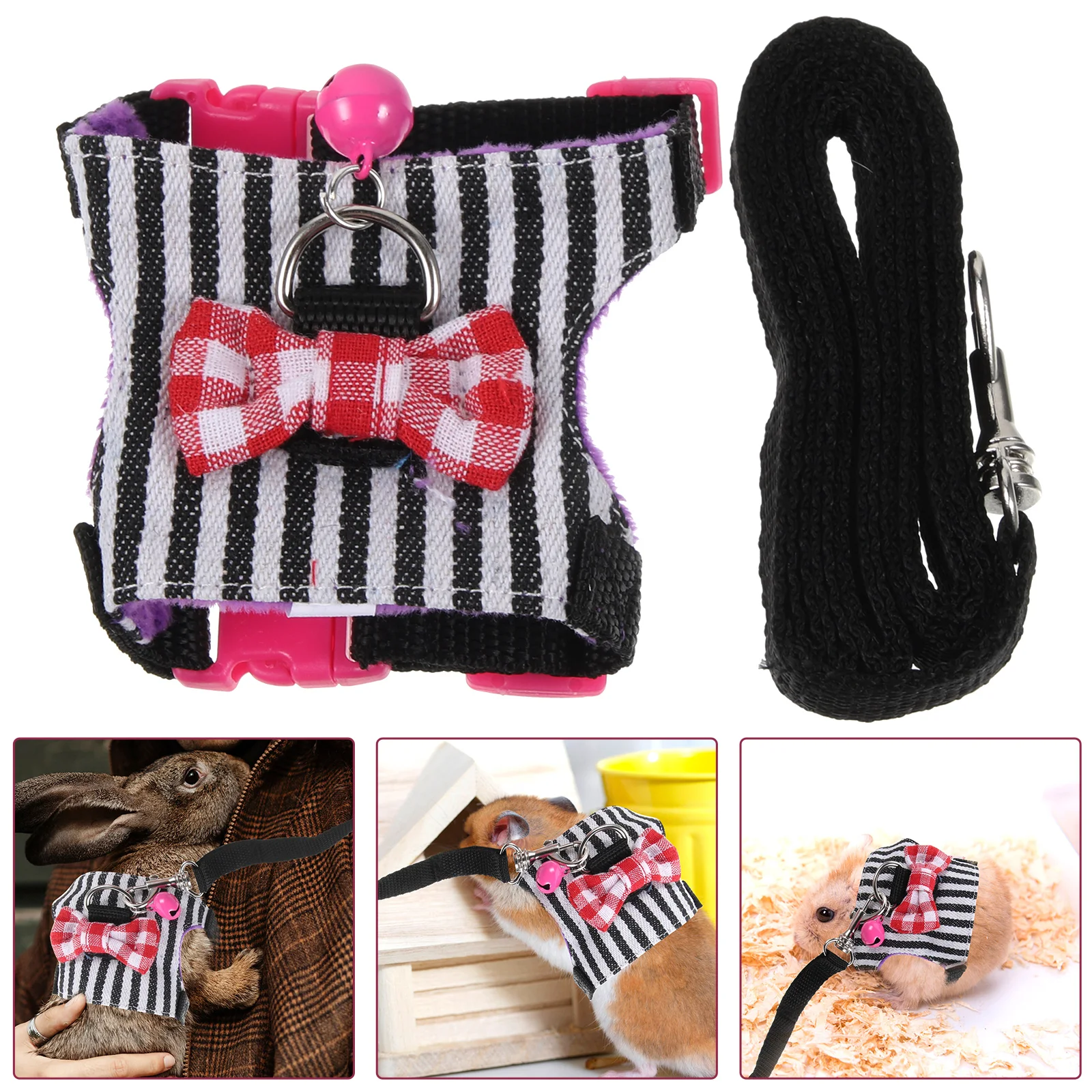 

Hamster Harness Portable Leash Small Animals Bowknot Little Pet Sturdy Bunny Traction Rope Pets Walking