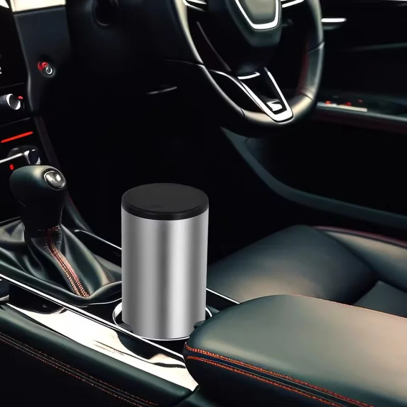 2026 NEW Car Trash Bin Alloy Garbage Can For Car Dustbin Waste Rubbish Basket Bin Organizer Storage Holder Bag Auto Accessories