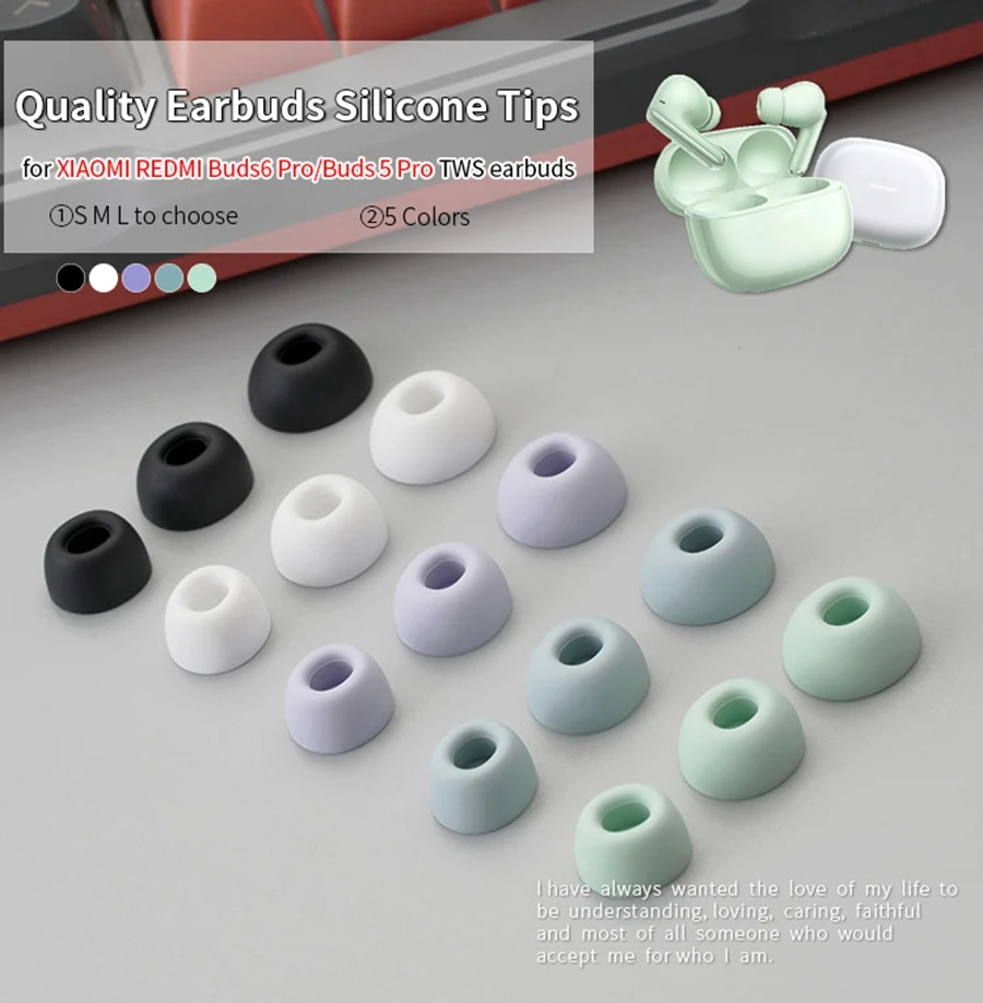 6Pcs Silicone Ear Tips for XIAOMI Redmi Buds6 Pro True Wireless Earbuds Eartips REDMI Buds5 Pro TWS Tips headphones Earplugs