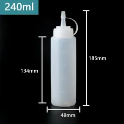Large Squeeze Condiment Bottles with Nozzle Dispensers - Perfect for Ketchup, BBQ Sauces, and Olive Oil (240ml)