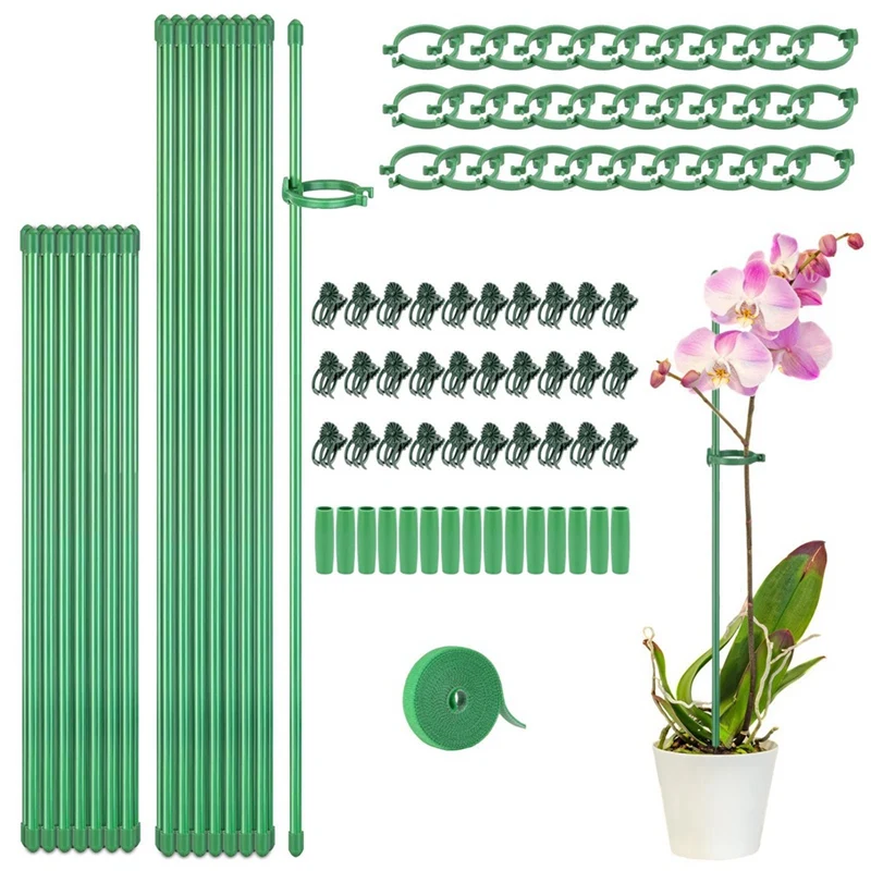 

Plant Stakes Sets, Plant Sticks With Connect Pipe For Indoor And Outdoor Plants, Green Adjustable Plant Support Stake Durable