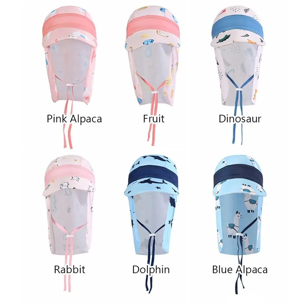 Windproof Children's Swimming Cap Anti UV Breathable UV Protection Hat Adjustable Neck Protection Kids Bucket Hats Outdoor