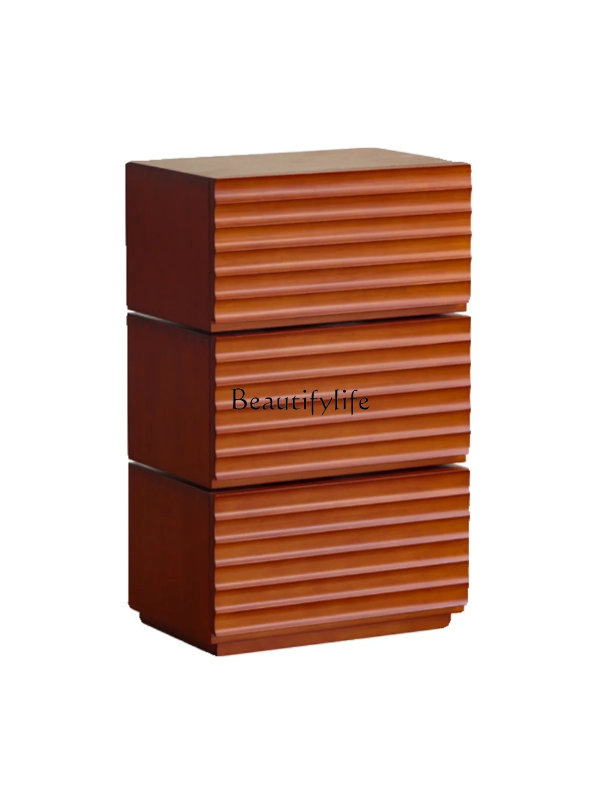 

All Solid Wood Sofa Side Cabinet Rotatable Storage Three-Bucket Cabinet