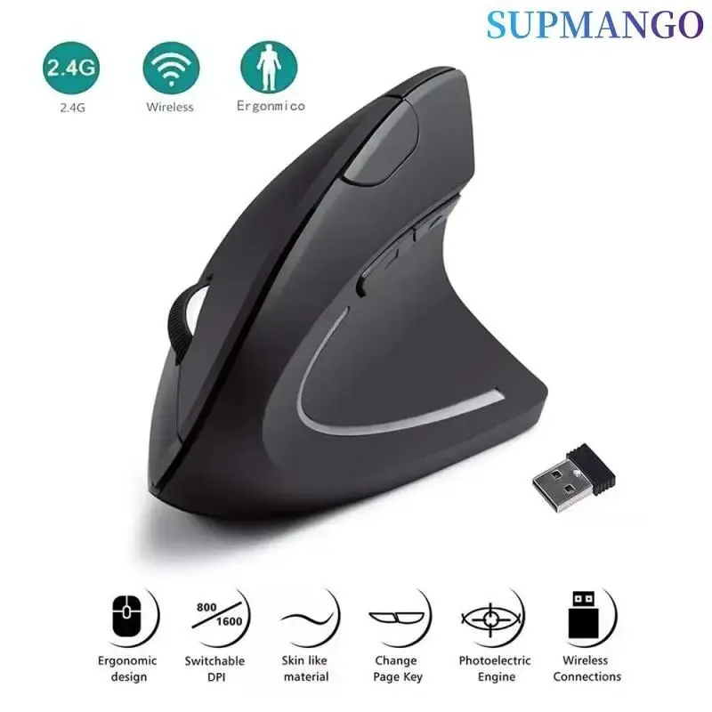 Vertical Mouse Ergonomic 2.4GHz Wireless Optical Mice 3 Adjustable DPI 800/1200/1600 6 Buttons for Laptop PC Computer Desktop for wireless mouse optical mouse