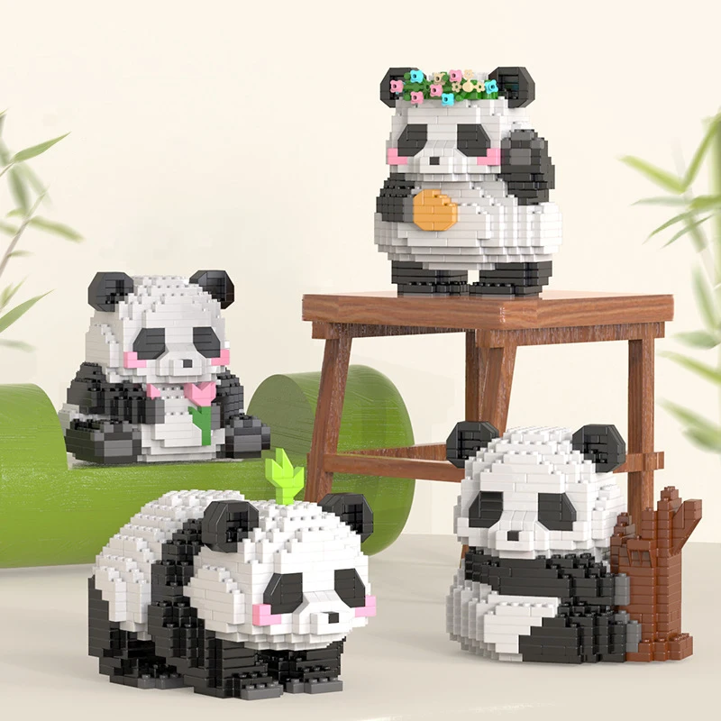 

Cute Panda Microparticle Building Blocks Plastic Model Kawaii Mini Bricks Figure Assembly Games Toys for Kid Children Gifts